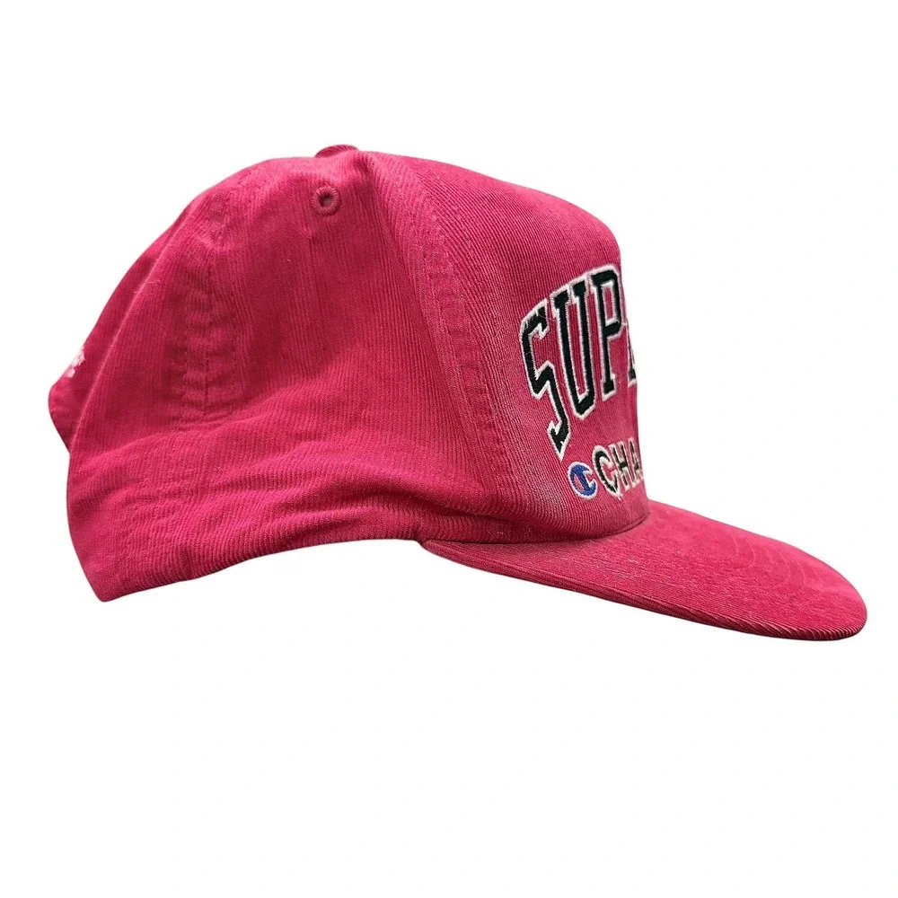 Supreme Champion Corduroy 5 Panel Red Snapback Hat Made in USA Season SS17